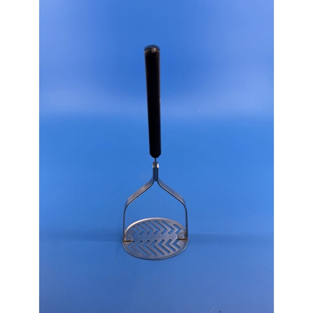 Vintage Ecko Flint Stainless Steel Potato Masher Black Handle USA Full Tang